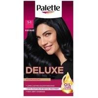 Palette Deluxe Creme Colouration 1-1 Blue Black Hair Dye, Permanent Hair Dye, Long-Lasting Hair Colouring with Moisture Retention Treatment and 100% Grey Coverage