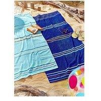 Catherine Lansfield Rainbow Pair Beach Towels Blue
