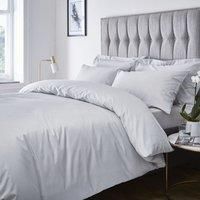 Catherine Lansfield Satin Stripe 300 Thread Count Super King Duvet Set Grey