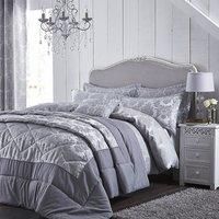 Catherine Lansfield Damask Jacquard Single Duvet Set Silver
