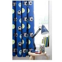 Catherine Lansfield Football Easy Care Pencil Pleat Curtains Blue, 66x72 Inch