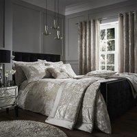 Catherine Lansfield Crushed Velvet Double Duvet Set - Natural - New