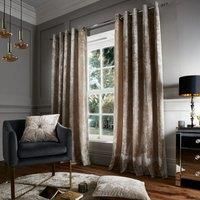 Catherine Lansfield Crushed Velvet Eyelet Curtains Natural, 66x90 Inch