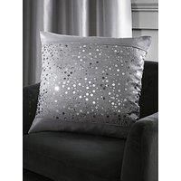 Catherine Lansfield Glitzy Grey Eyelet Curtains Ring Top Curtains Pair
