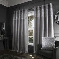 Catherine Lansfield Glitzy Eyelet Curtains Grey, 66x54 Inch