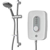 Triton Electric Shower Chrome 5-Spray Pattern Round Riser Rail Bathroom 8.5kW