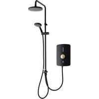 Triton Showers REAMDU97 Amala Metallic DuElec | Shower Electric | 9.5KW | Black I Brushed Brass I Electrical Showers | with Showerhead and Anti Twist Hose | Rainfall Shower Head | for Bathrooms