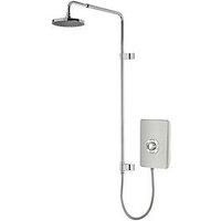 Triton Showers Collections UNIQ® | Shower Electric | 9.5 KW I Brushed Steel I Electrical Showers | with Rainfall Showerhead and Anti Twist Hose | Best Electric Shower Units for Bathrooms