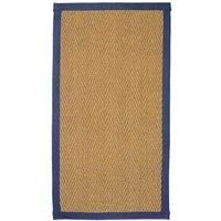 William Armes Coir Herringbone Rug with border 122x66cm Blue