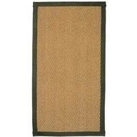 Coir Herringbone Rug  With Green Border