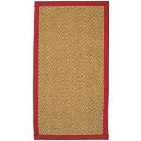 Coir Herringbone Rug  With Red Border