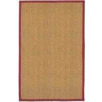 Coir Herringbone Rug  With Red Border