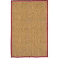 Coir Herringbone Rug  With Red Border