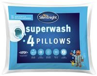 Silentnight Superwash Hollowfibre Supportive Bed Pillows Pack of Four 4 Washable