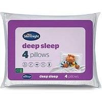 Silentnight Deep Sleep Pillow, White, Pack of 4 & Deep Sleep Duvet, 10.5 Tog, White, Double