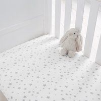 Silentnight Safe Nights Crib Fitted Sheets, Grey Star, Pack of 2
