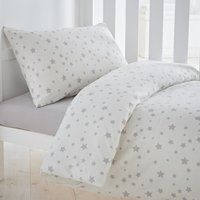 Silentnight Safe Nights Nursery Cot Bed Duvet Cover & Pillowcase Set, Grey Star