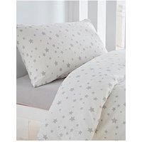 Silentnight Safe Nights Nursery Cot Bed Duvet Cover & Pillowcase Set, Grey Star