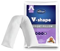 Silentnight V Pillow with Pillowcase - Pregnancy Nursing Support Shaped Pillows and Case - Microfibre Machine Washable in White