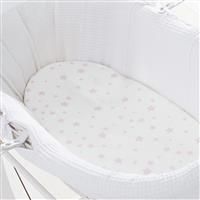 Silentnight Safe Nights Moses Basket Fitted Sheet, Pink Stars, Pack of 2