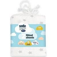 Silentnight Pack Of 2 Jersey Printed Stars Fitted Cot Bed Sheets