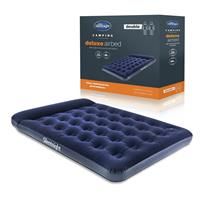 Silentnight Deluxe Airbed Double-Air Mattress with Built-in Foot Pump for Camping, flock, Blue