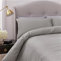 Silentnight Dove Grey Supersoft Microfibre Button Fastening Bedding Set - Double