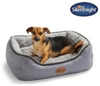 Silentnight Airmax Pet Bed - Small Dog Bed - Grey Washable Cat Bed with Reversible Cushion, Non-Slip Base
