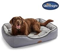 Silentnight Airmax Pet Bed - Large Dog Bed - Grey Washable Cat Bed with Reversible Cushion, Non-Slip Base