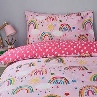 Silentnight Rainbow Healthy Growth Kids Reversible Soft Easy Care, Boys Girl Duvet Cover Bedding Set with Pillowcase - Single (135 cm x 200 cm)