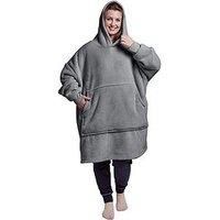 Silentnight Snugsie Oversized Hoodie Blanket Charcoal Ultra Soft Fleece Warm Cosy Comfy Wearable Big Pocket Hoodie Blanket Throw for Adults Men Women Girls and Teens, 543606GE