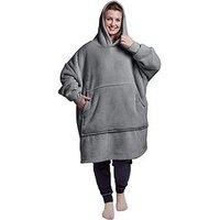 Silentnight Snugsie Oversized Hoodie Blanket Charcoal Ultra Soft Fleece Warm Cosy Comfy Wearable Big Pocket Hoodie Blanket Throw for Adults Men Women Girls and Teens, 543606GE