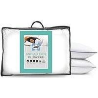 Sealy Anti-Allergy Pillows Pack of 2 - Medium Support Bed Pillows 2 Pack For All Sleeping Positions with Dupont Fibres and Piped Edges - Machine Washable,White,551267GE