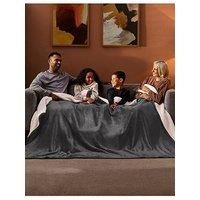Silentnight Snugsie Giant Blanket - Fleece Throw Plush Blanket Super-Sized with Warm Sherpa Fleece Inside Reversible for Whole Family Sofa Couch Bed - 240 x 180cm – Charcoal Grey