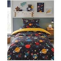 Silentnight Healthy Growth Single Coverless Duvet - Space Coverless Quilt Comforter with Matching Pillowcase and Reversible Design - Machine Washable and Hypoallergenic - Blue - Single 200 x 135cm