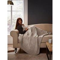Silentnight Luxury Heated Throw Blanket - Super Soft Fleece Electric Overblanket for Sofa Bed with 9 Heat Settings, Fast Heat-up and Safety Shut Off - Machine Washable - 120x160cm, Natural