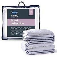 Silentnight Hotel Collection Mattress Topper Super King - Luxury Soft Silky Comfortable 5cm Thick Deep Mattress Protector Pad Cover with Deep Fit Elasticated Straps - Super King - 200x180cm