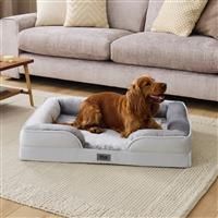 Snug Large Orthopaedic Dog Bed - Foam Pet Dog Sofa Bed Mattress with Non-Slip Base, Removable Washable Cover - Grey - Large - 89 x 63.5 x 16.5cm