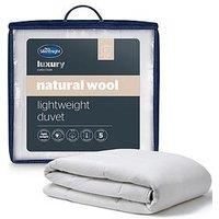 Silentnight Natural Wool Lightweight Double Duvet - Luxury Temperature Regulating Lightweight Spring Summer Duvet Quilt with Breathable Cotton Cover - Double