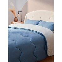 Silentnight Coverless Seersucker Duvet - 10.5 Tog All Year Round Double Duvet Quilt Reversible- Includes Matching Pillowcase - Machine Washable - Grey and Light Blue - Double