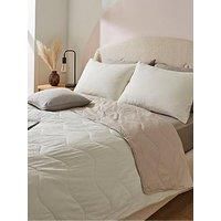 Silentnight Summer Breeze Coverless Duvet - Seersucker 2.5 Tog Summer Lightweight Double Duvet Quilt Reversible - Includes Matching Pillowcase - Machine Washable - Cream Taupe - Double