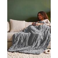 Silentnight Luxury Super Cosy Heated Throw -Thick Snuggly Soft Chunky Knit Jacquard Fleece Electric Blanket for Sofa Bed with 9 Heat Settings -Fast Heat-up and Safe Shut Off -Machine Washable Charcoal