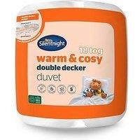 Silentnight Warm and Cosy Double Decker Double Duvet Quilt - 18 Tog Winter Warm Cosy Thick Duvet Hypoallergenic and Machine Washable - Two Duvet Layers Retains Heat - Double