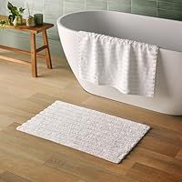 Silentnight Ribbed Cotton Bathmat White - Super Soft & Super Absorbent 100% Cotton BCI - Luxurious Deep Thick Textured Pile Non-Slip Base Bathmat - 80 x 50cm - Machine Washable, White