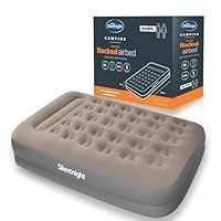 Silentnight Flocked Airbed - Extra High Comfortable Support for Full Body Alignment with Built-In Electric Pump for Caravans Travel Sleepovers & Camping Air Mattress, 192x135x37cm, Grey, Double