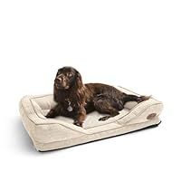 Silentnight Orthopaedic Dog Bed - Cosy Comfortable Pet Bed with Ergonomic Foam Body & Head Support - Super Soft Faux Fur & Sturdy Woven Removable Washable Cover, Non-Slip Base, Medium 59x80cm, Natural