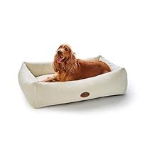 Silentnight Deep Sleep Ultimate Dog Bed - Premium Bouncy Fibres and Support Sides for Comfort - Removable Luxurious Plush Cover - Machine Washable & Non-Slip Base Pet Bed, Natural, Large - 70x90x22cm