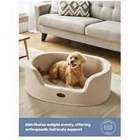 Silentnight Orthopaedic Donut Dog Bed - Luxury Faux Fur Base and Support Sides for Cosy & Comfort - Ease Anxiety Aches & Pains - Removable Washable Cover - Non-Slip Base Pet Bed, Natural, Medium