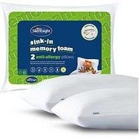 Silentnight Sink-In Anti Allergy Memory Foam Shell Pillow - Filled with Springy Bounceback Fibres for Comfort Support - Ideal for Allergy and Asthma Sufferers - Embossed Cover, Hypoallergenic, 2 Pack