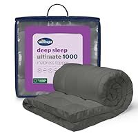 Silentnight Ultimate Deep Sleep 10cm Mattress Topper Single - Luxury 4 Inch Thick Soft Mattress Enhancer Pad with Easy Fit Straps - Hypoallergenic and Machine Washable - Charcoal, Single